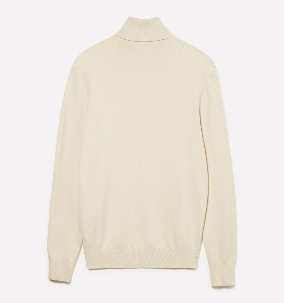 Beige regular fit sweater with high neck - men's high neck sweaters - Vanilla | Sisley image number 2